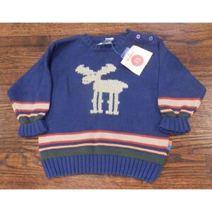 Gymboree GymBaby Moose Blue Sweater Boys Size XS NWT
